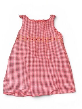 VTG Old Navy/Baby 2002 Pink Gingham Sleeveless Sundress Floral Embrd 6-12 mos